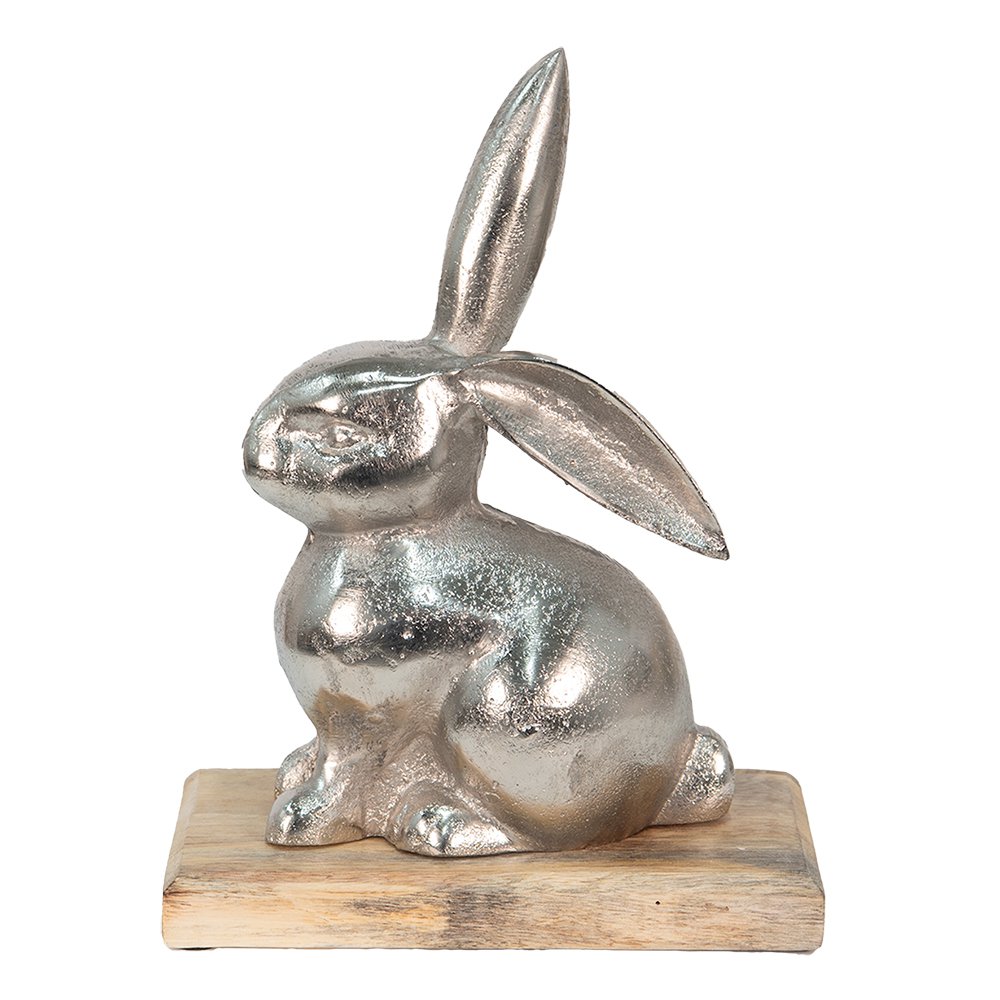 Beeld konijn 21x11x28 cm zilver aluminium