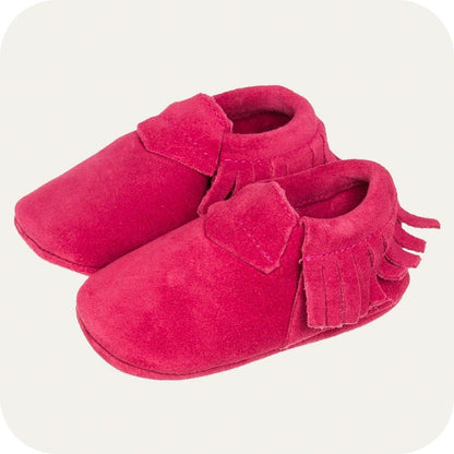 Babyslofjes suède mocassin effen roze