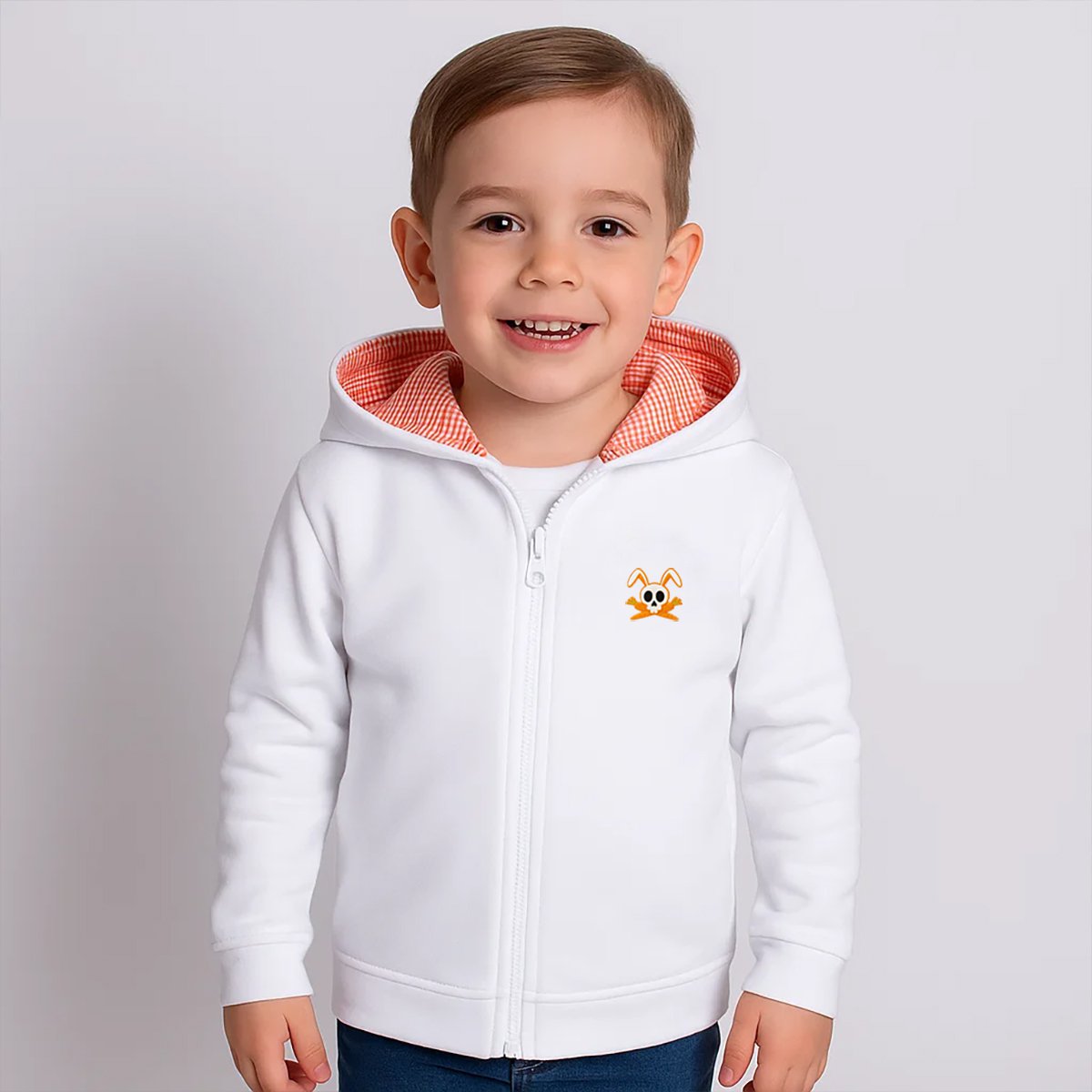 Sweatshirt biologisch katoen wit oranje