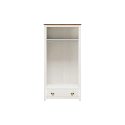 Kledingkast massief dennenhout wit bruin 91x54x185 cm