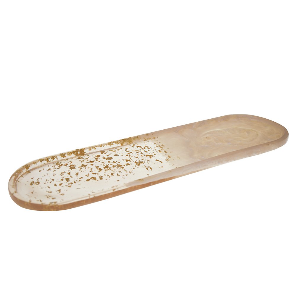 Hars plateau ovaal 47,5x13x1,5 cm glitter