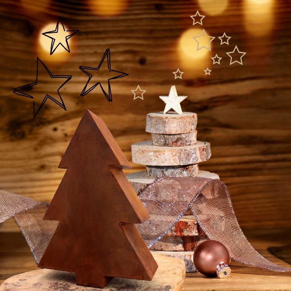 Kerstboom roest metaal 31 cm en 41 cm