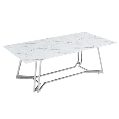 Salontafel 110x60x40 cm glas metaal wit zilver