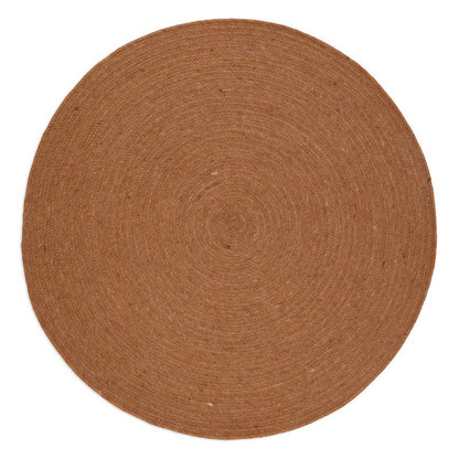 Vloerkleed rond 140 cm wol katoen toffeebruin