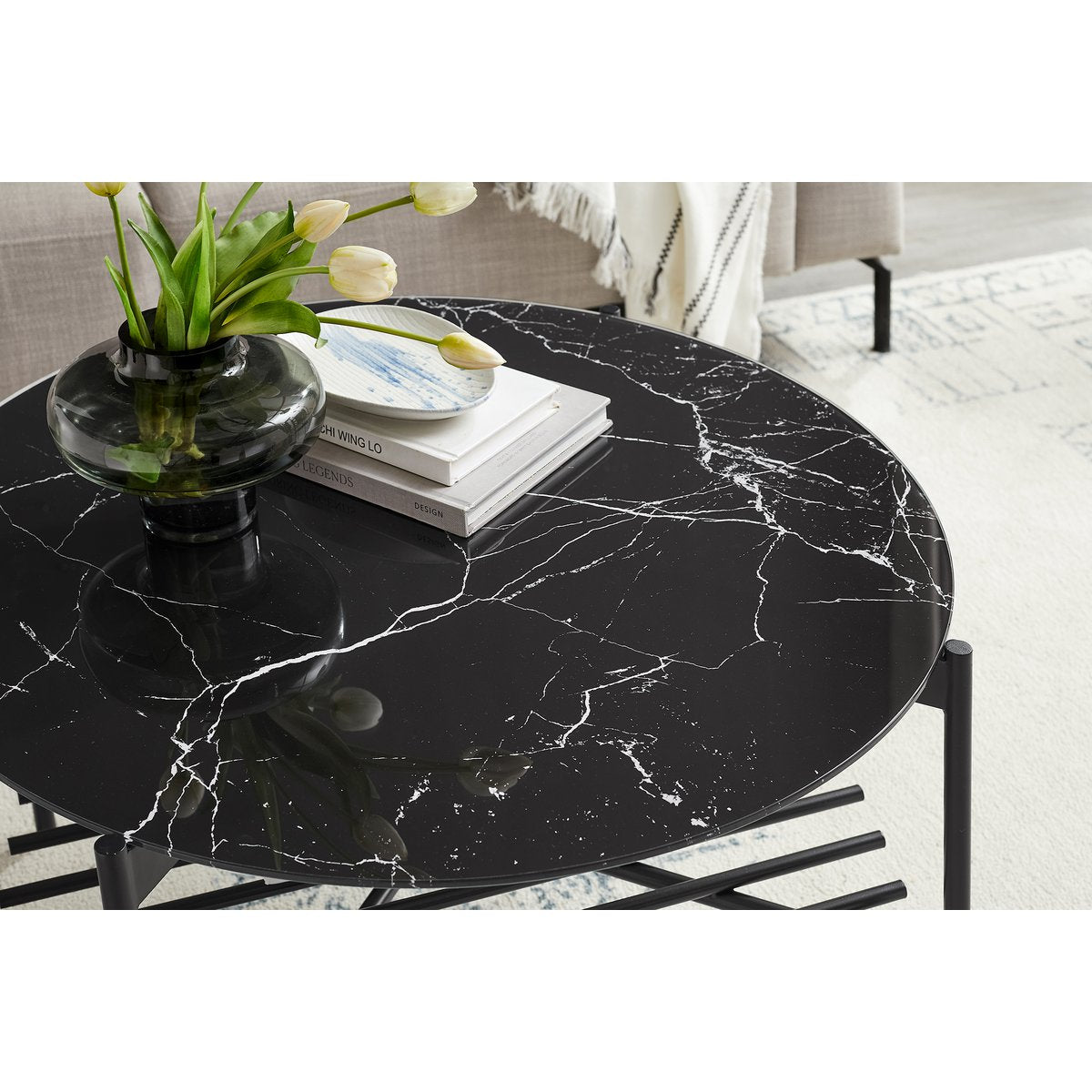 Salontafel rond Ø 84 cm zwart metaal