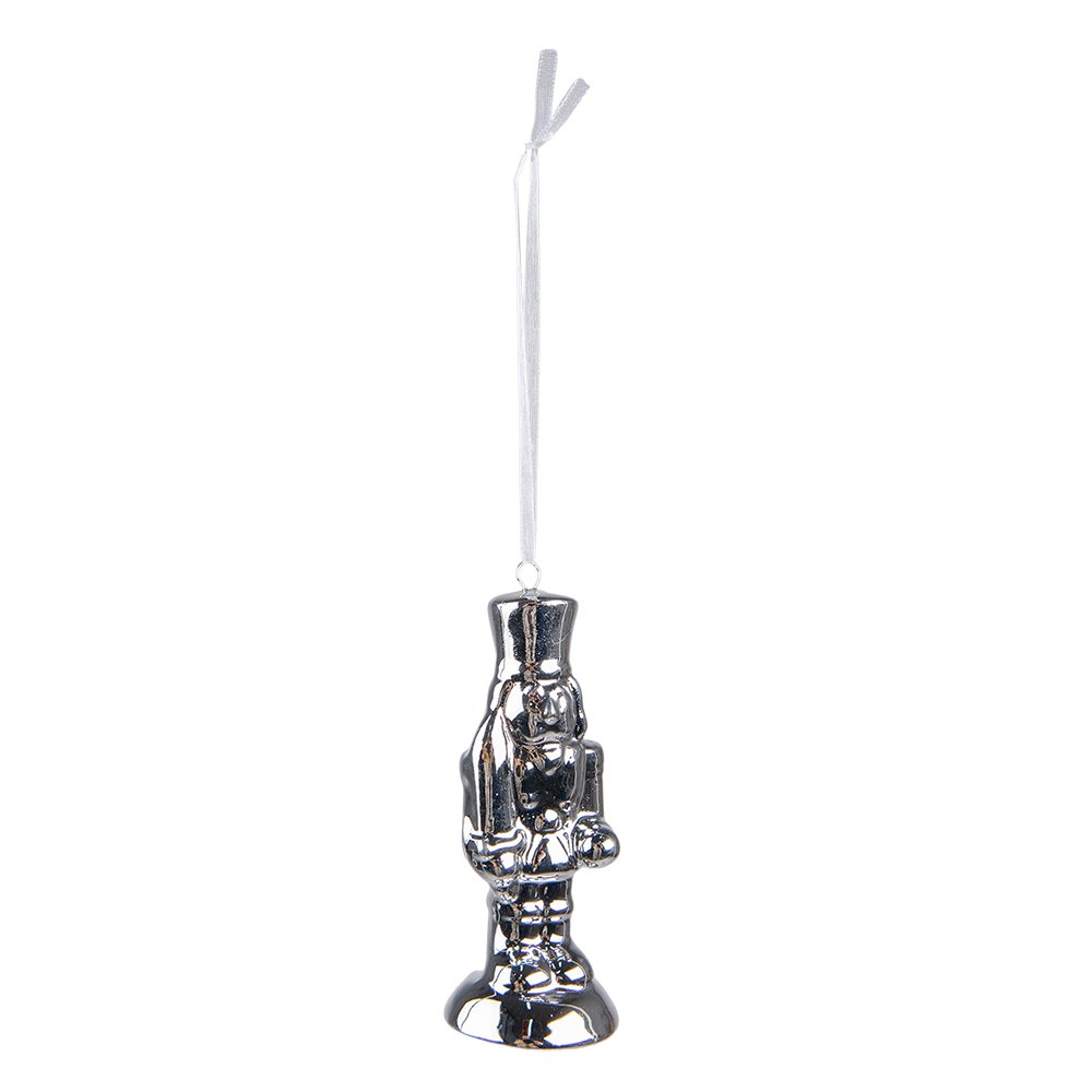 Kersthanger notenkraker 10 cm zilver porselein