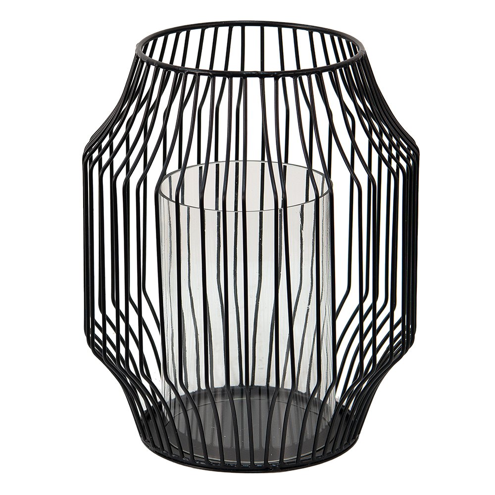 Windlicht Ø 23x28 cm zwart metaal