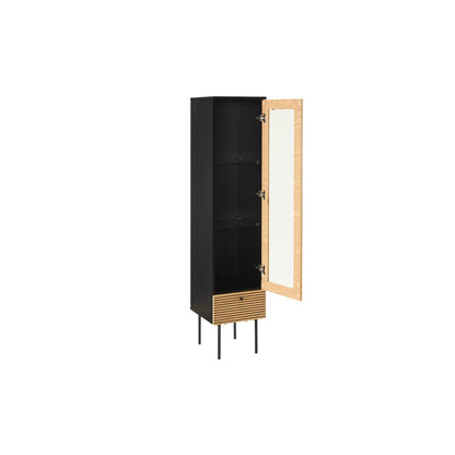 Vitrinekast 40x43x179 cm eikenfineer zwart