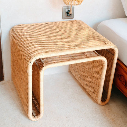 Rotan bijzettafel 55x45x45 cm