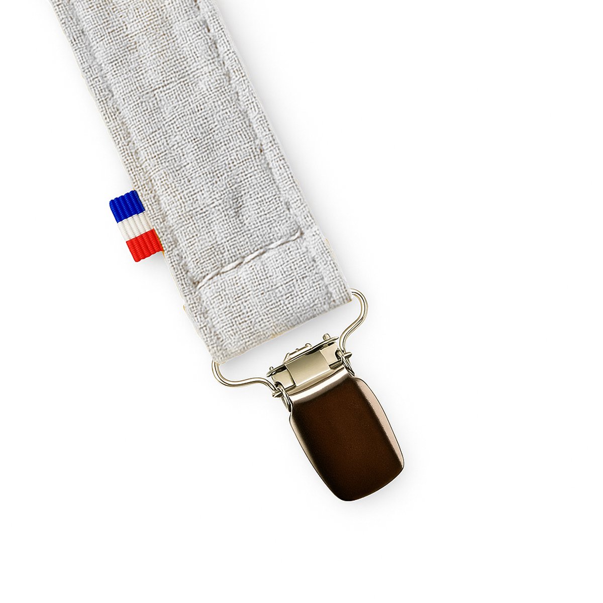 Organic cotton teddy pacifier clip white