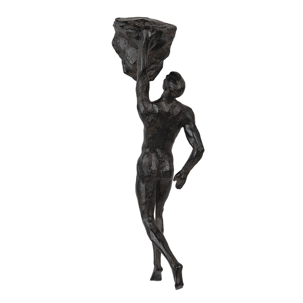 Beeld man 9x9x32 cm bruin kunststof