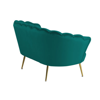 Schelpenbank groen fluweel 136x77x78 cm