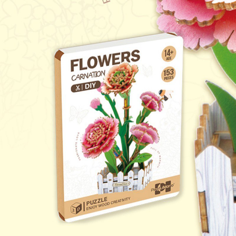 Inspirebox, 3D Flower, Roze Anjers, BE011906, 13,5x12x19,5 cm