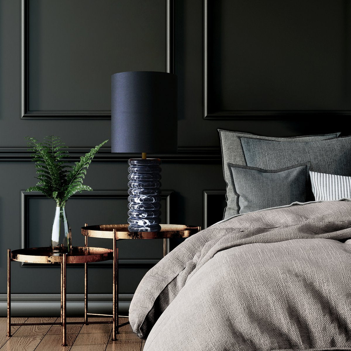 Table lamp marble/cotton black