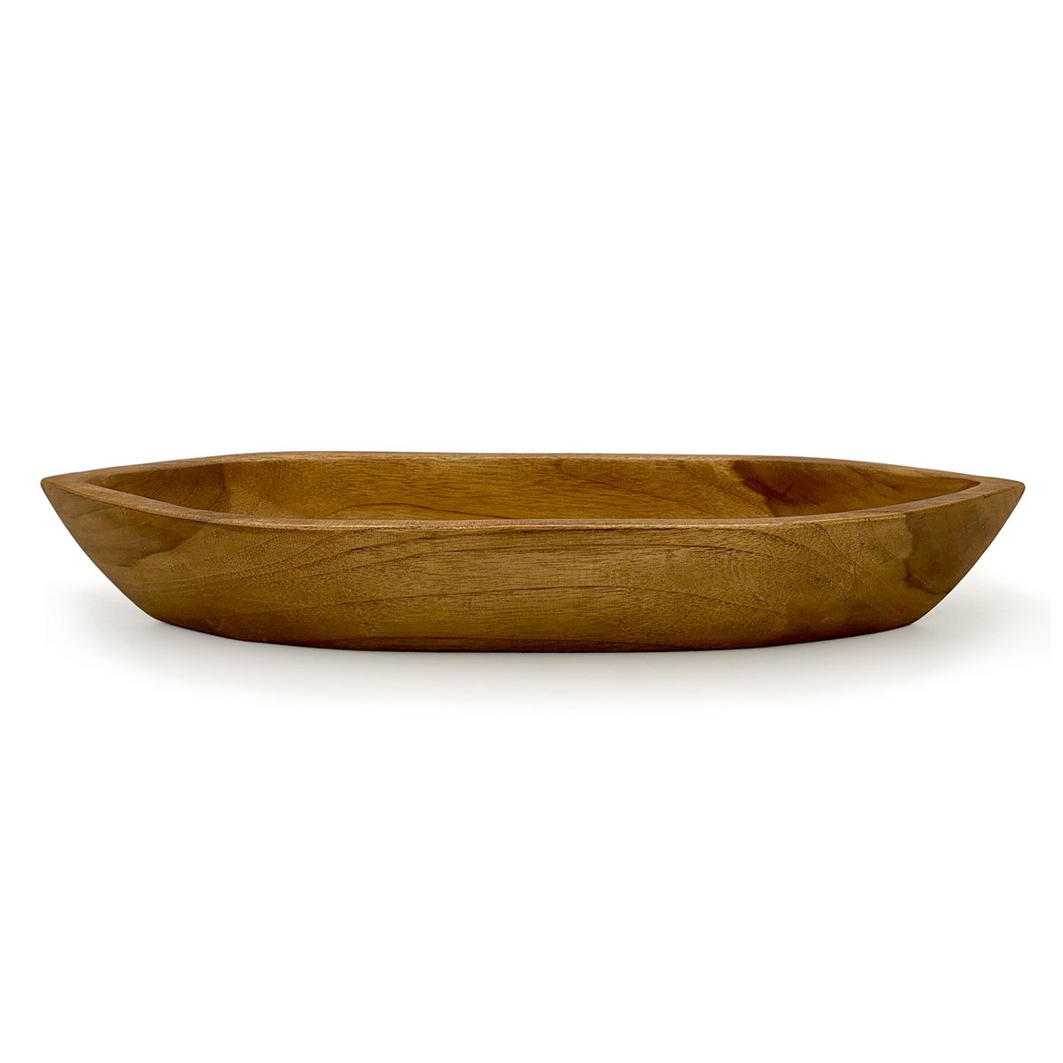 Teakhouten schaal 45x13cm bootvormig Uniek natuurproduct gemaakt van massief teakhout