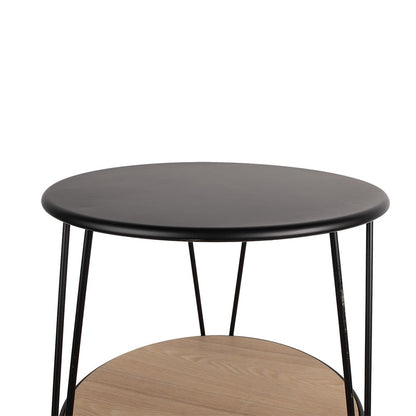 Bijzettafel rond Ø 50x45 cm ijzer hout zwart bruin