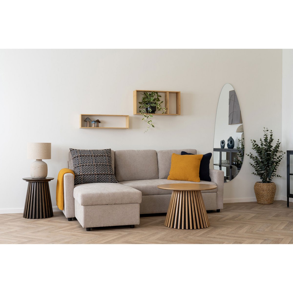 Kussen 45x45 cm gerecycled katoen geel