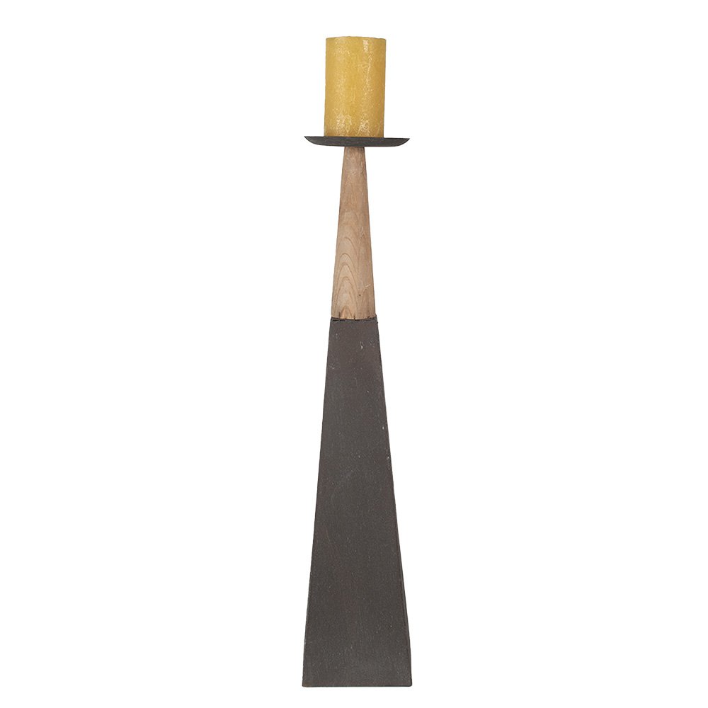 Kandelaar 60 cm Grijs Bruin Hout Kaarsenhouder