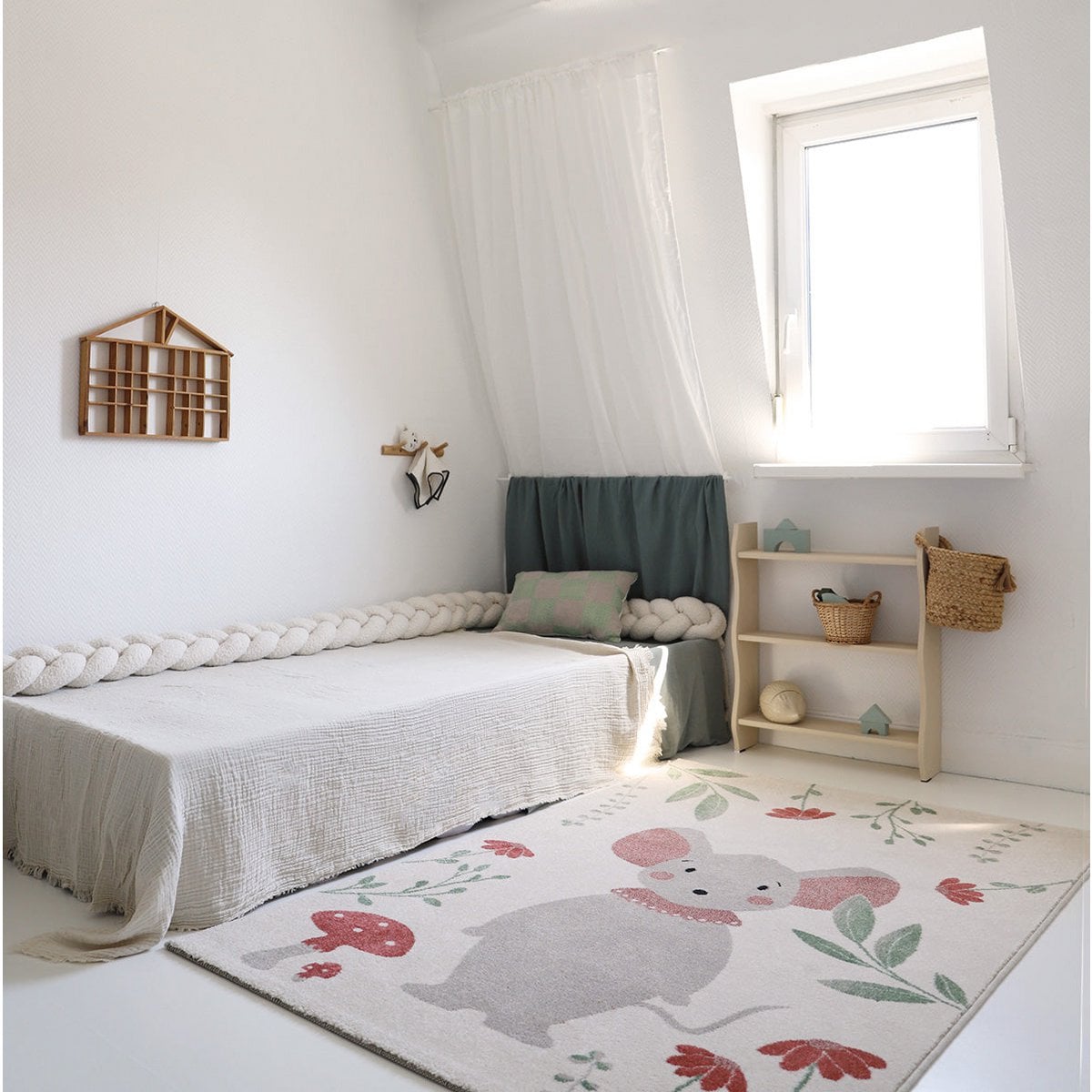 Bedvlecht 200 cm crème polyester