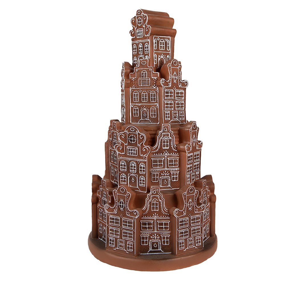 Gingerbread house with LED Ø 18x33 cm Brown Polyresin Christmas decoration