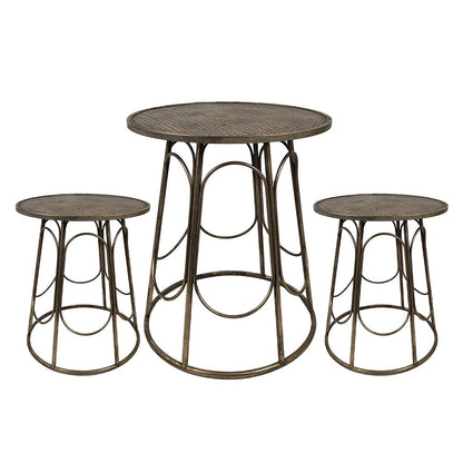 Tafel met 2 krukjes Ø65x73 cm / Ø44x44 cm goudkleurig ijzer