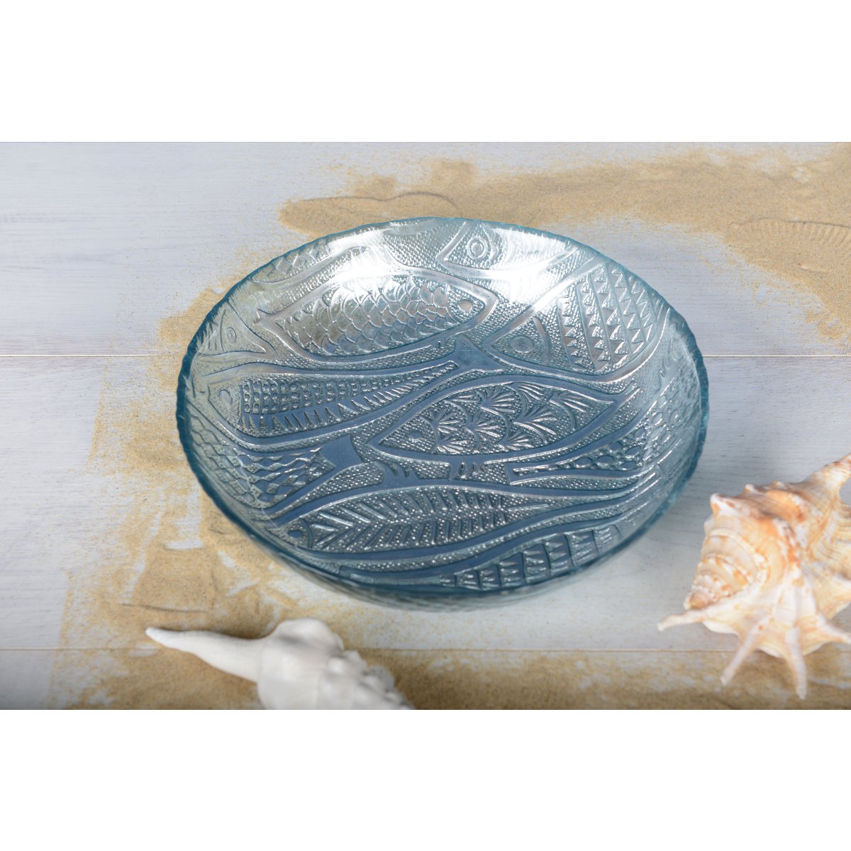 Saladier lichtblauw glas 25.2 cm