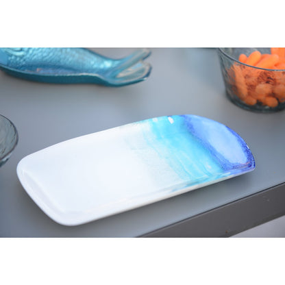 Cake schotel 28x14 cm blauw glas