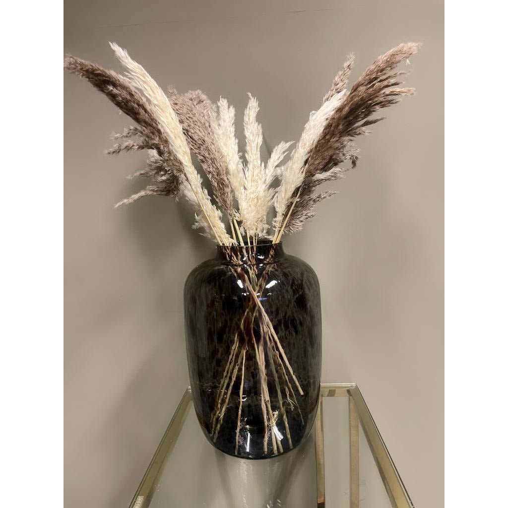 Vaas smoke glas 21x29 cm bruin goud