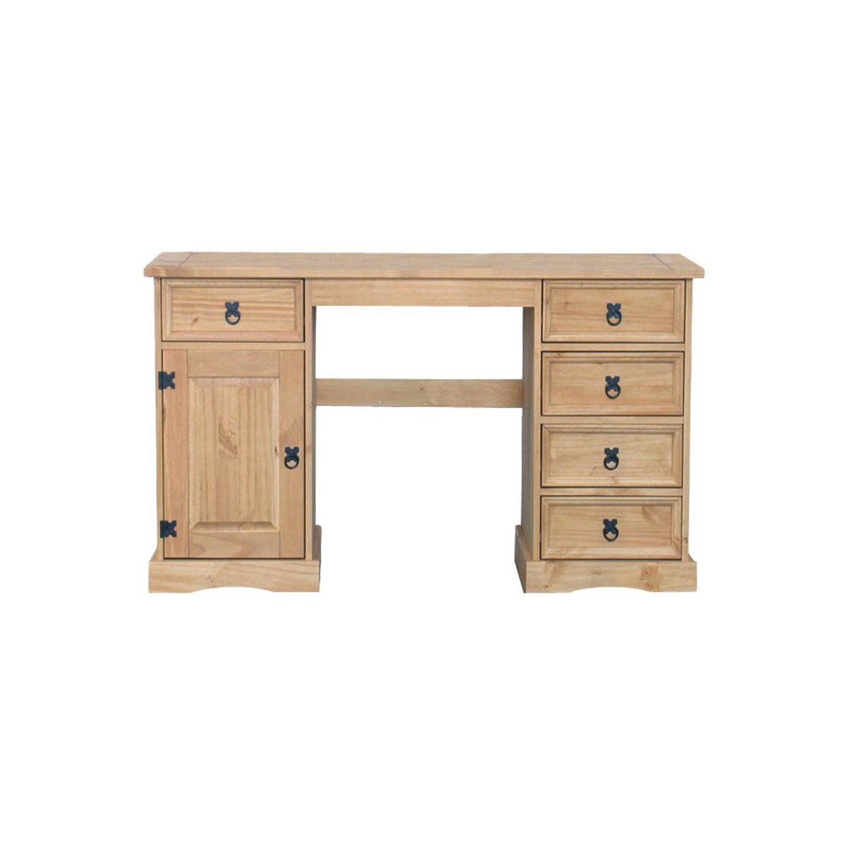 Schreibtisch dennenhout 5 laden kast met deur