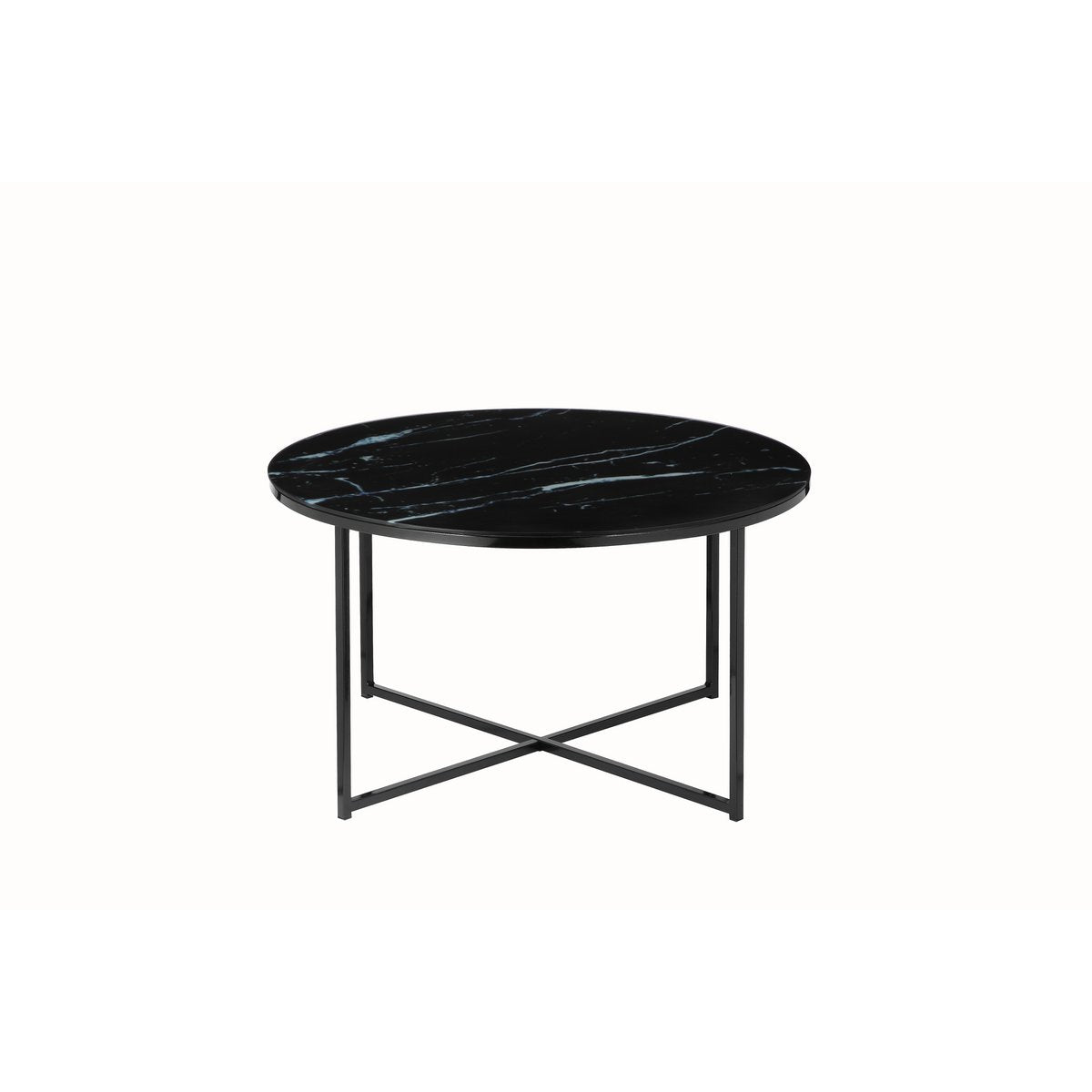Salontafel rond Ø80x45 cm glas zwart metaal