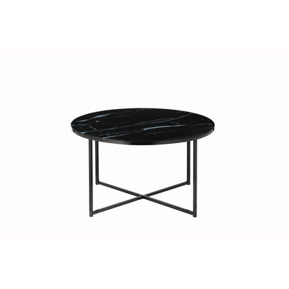 Salontafel rond Ø80x45 cm glas zwart metaal