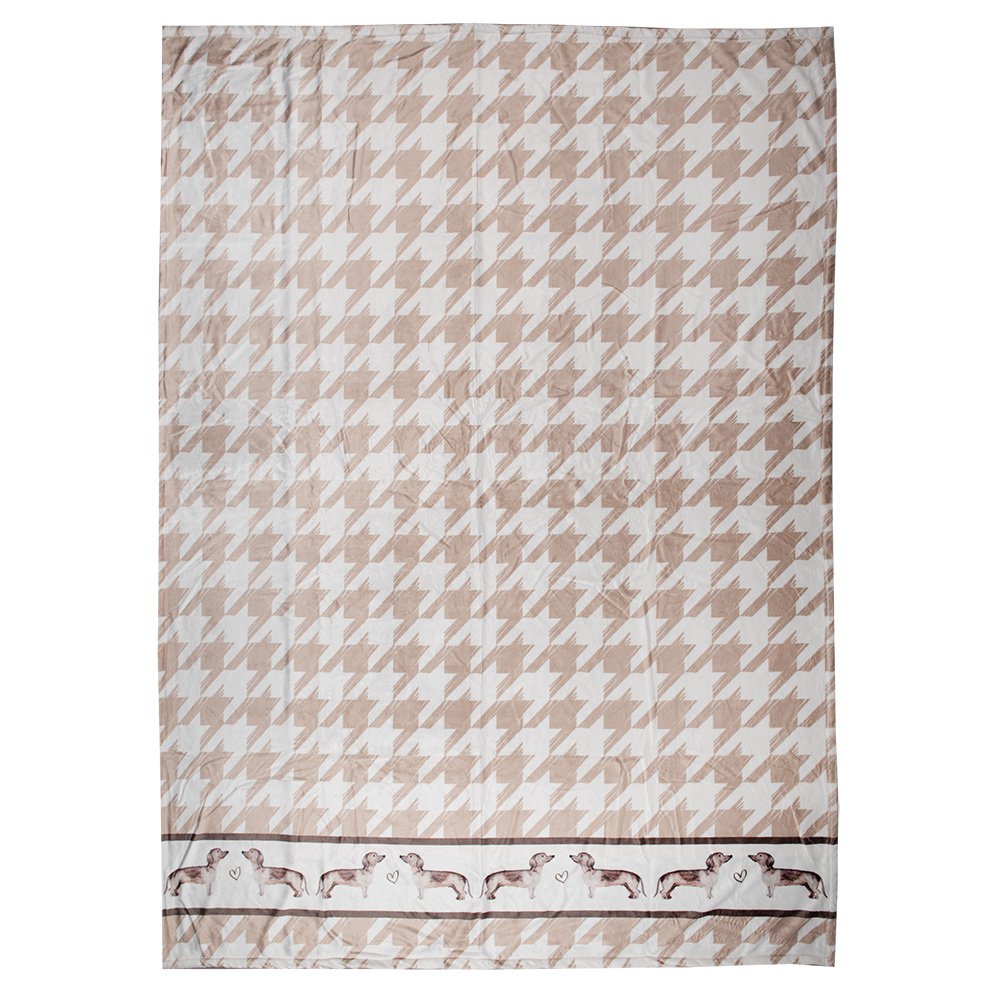 Plaid 130x170 cm bruin wit polyester teckel