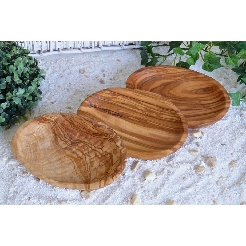 Olijfhouten schalen set van 3 ca. 16 cm