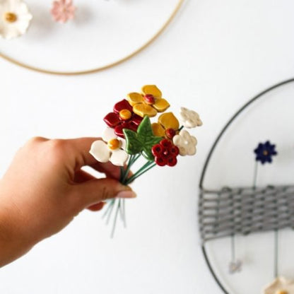 Geluksboeket kunstbloemen 7 stuks met klimop