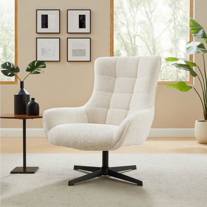 Fauteuil chenille stof draaibaar beige 81x85x103 cm