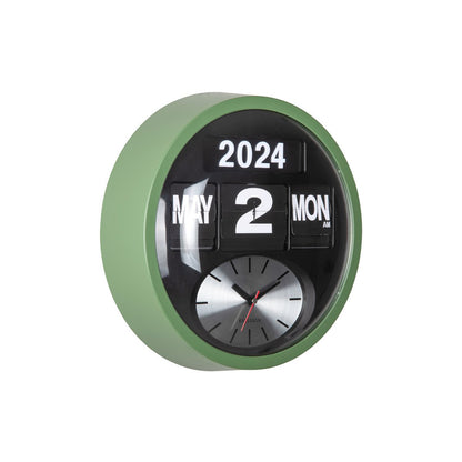 Wandklok Ronde Flip 33 cm groen plastic