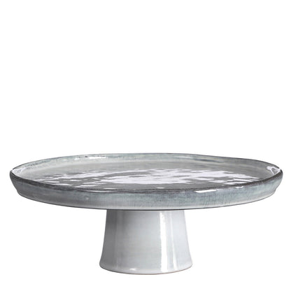 Taartplateau 27 cm keramiek lichtgrijs
