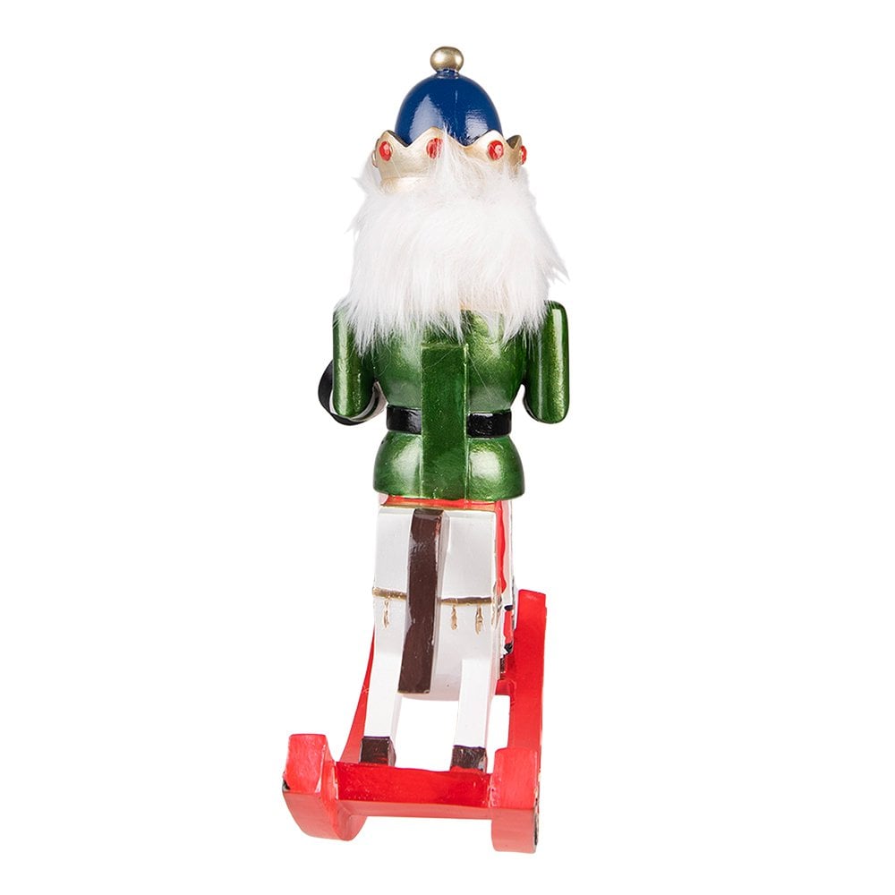 Notenkraker beeld 29 cm wit groen polyresin