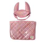 Stokpaard zadeldekje en mutsje roze glitterstof