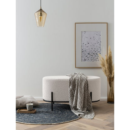 Kruk bouclé stof wit 80x40x42 cm metaal
