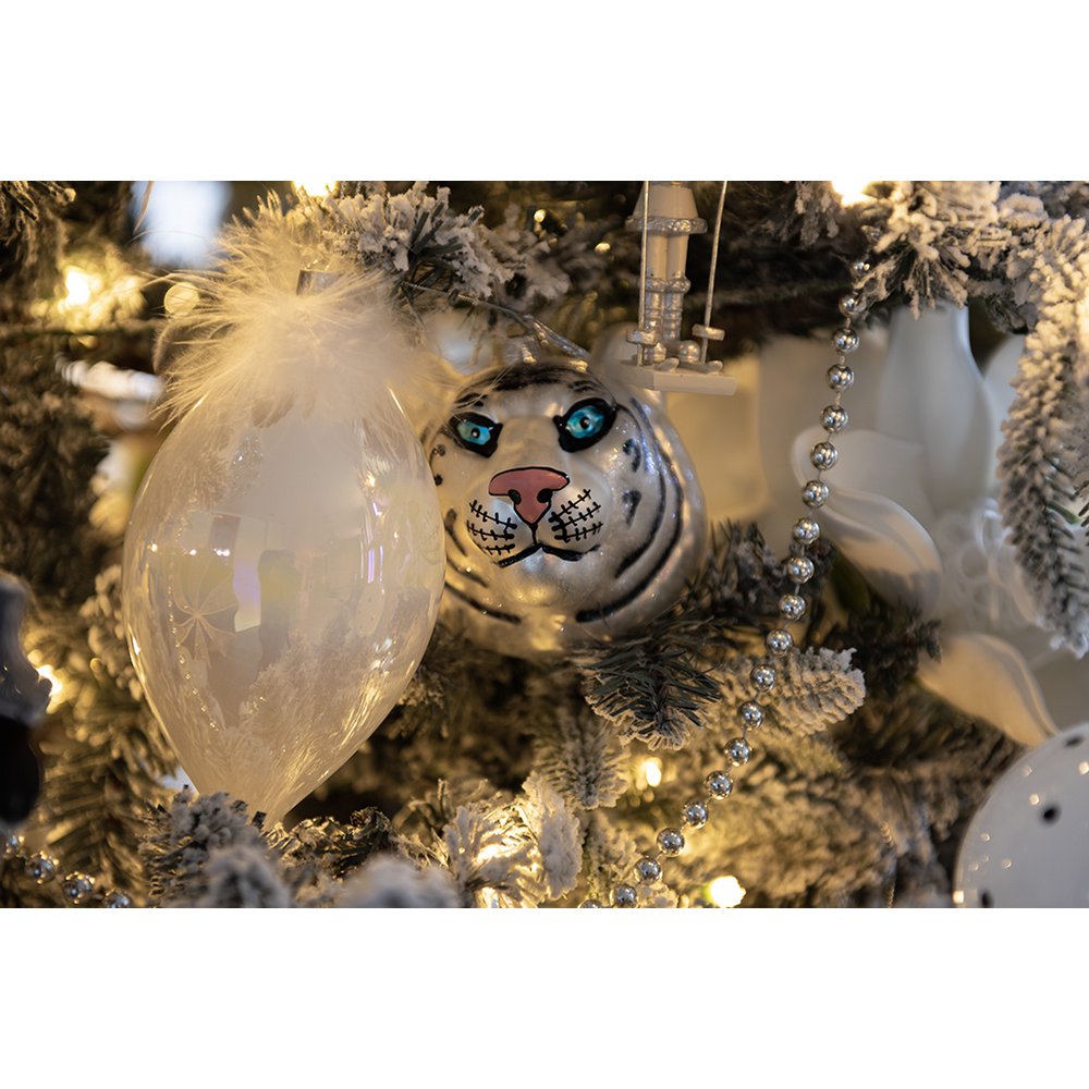 Christmas Bauble Set of 4 Ø 8 cm White Glass Christmas Tree Decoration