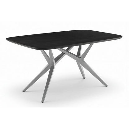 Dining table 200x100 cm, Mango top, steel frame in antique silver