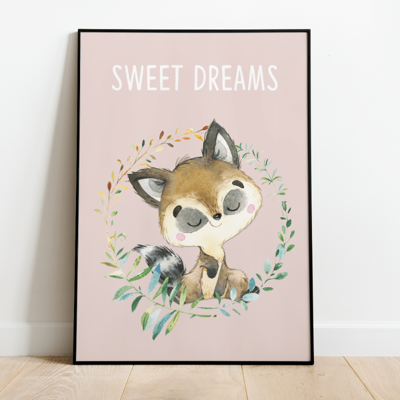 Kinderkamer poster wasbeertje A4 A3 satijnpapier