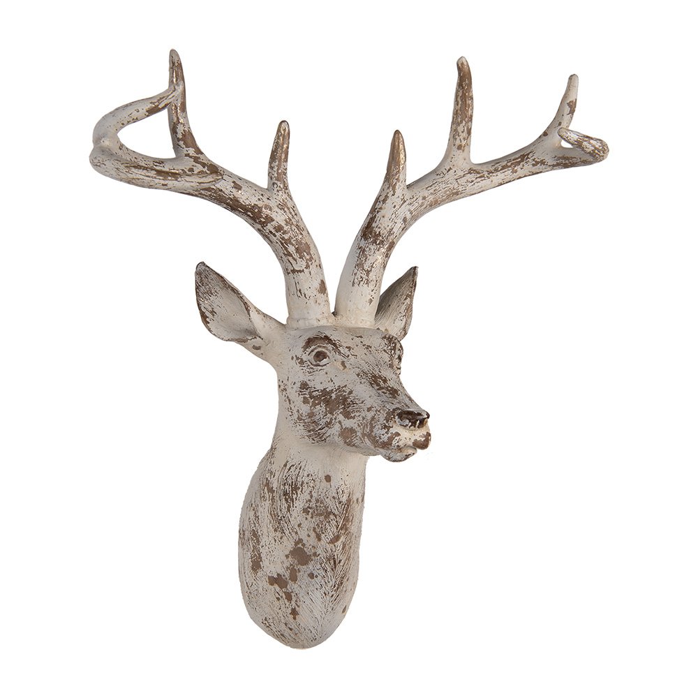 Wanddecoratie hert 33x16x37 cm beige kunststof
