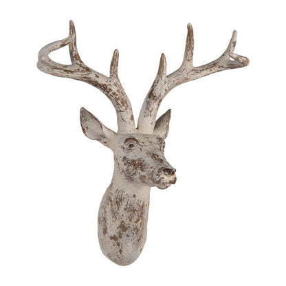 Wanddecoratie hert 33x16x37 cm beige kunststof