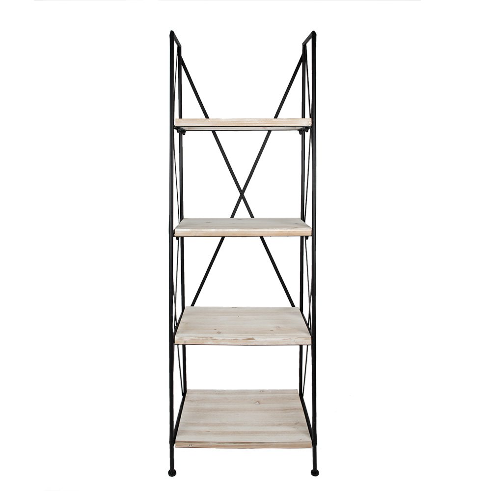 Stellingkast Zwart Bruin, Hout en IJzer 60x41x181 cm