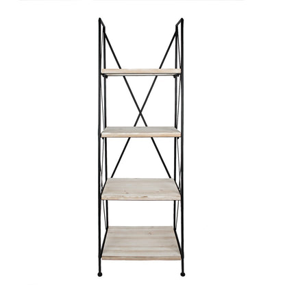 Stellingkast Zwart Bruin, Hout en IJzer 60x41x181 cm