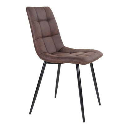 Eetkamerstoel microvezel bruin set van 2