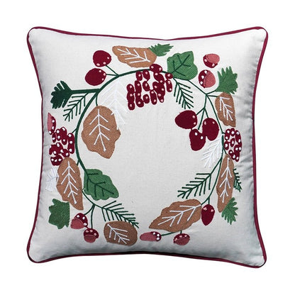 Kussenhoes 45x45 cm katoen handgeborduurd krans