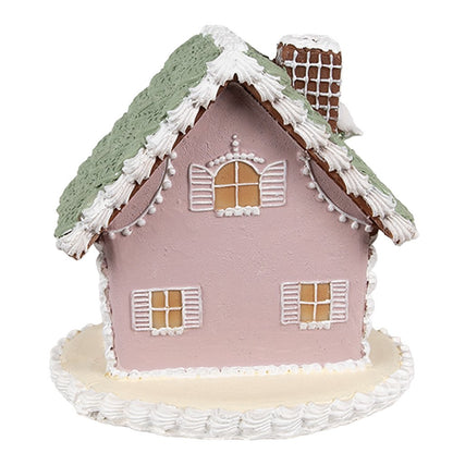 Gingerbread house 12 cm Roze Katoen Peperkoekhuisje